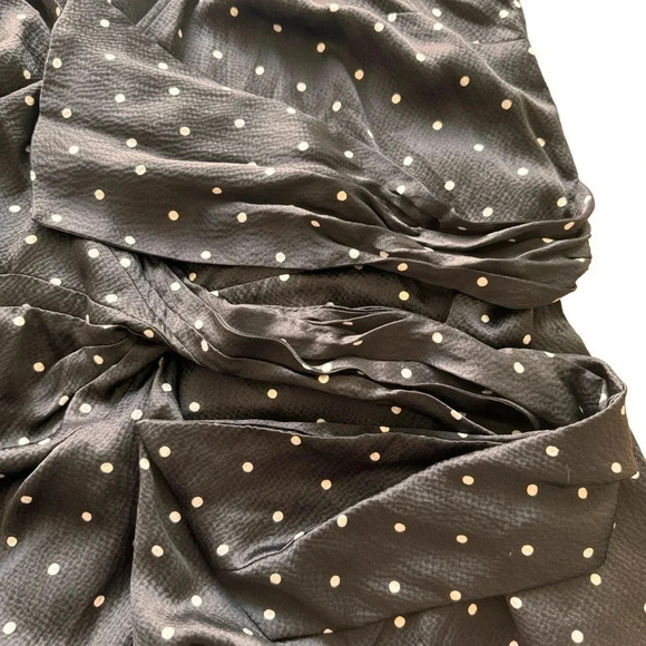 Thurley SILK Polka Dot Tank Top Spaghetti Straps Black White Wrap V-neck Sz 10 - Picture 9 of 15